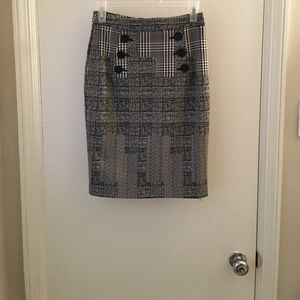 H&M houndstooth pencil skirt - black and white